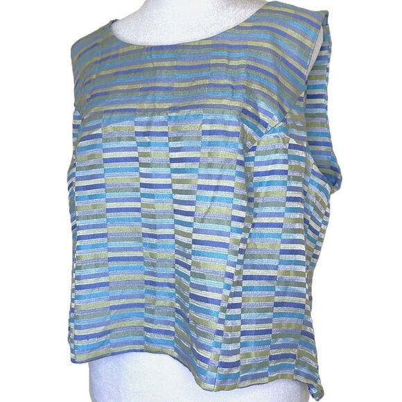 Vintage Crop Top Tank Pastel Size L Blue Purple Green Spring Summer - Picture 1 of 5